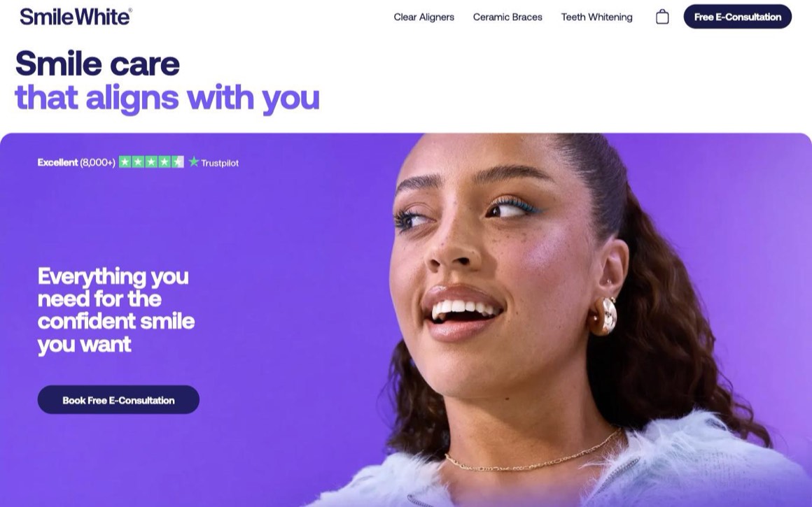Smile White website homepage built by Nuvic