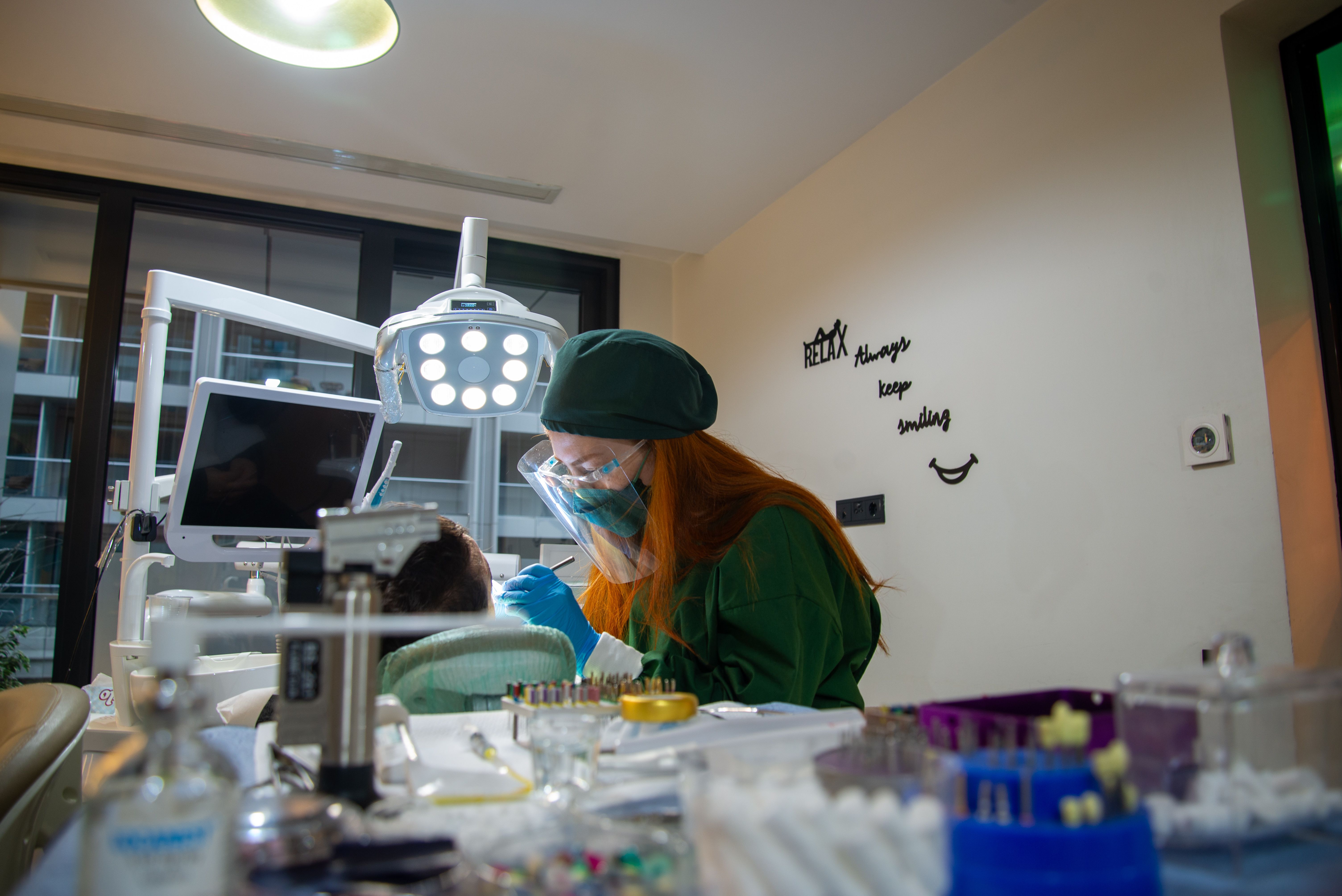 Dentist treating a patient