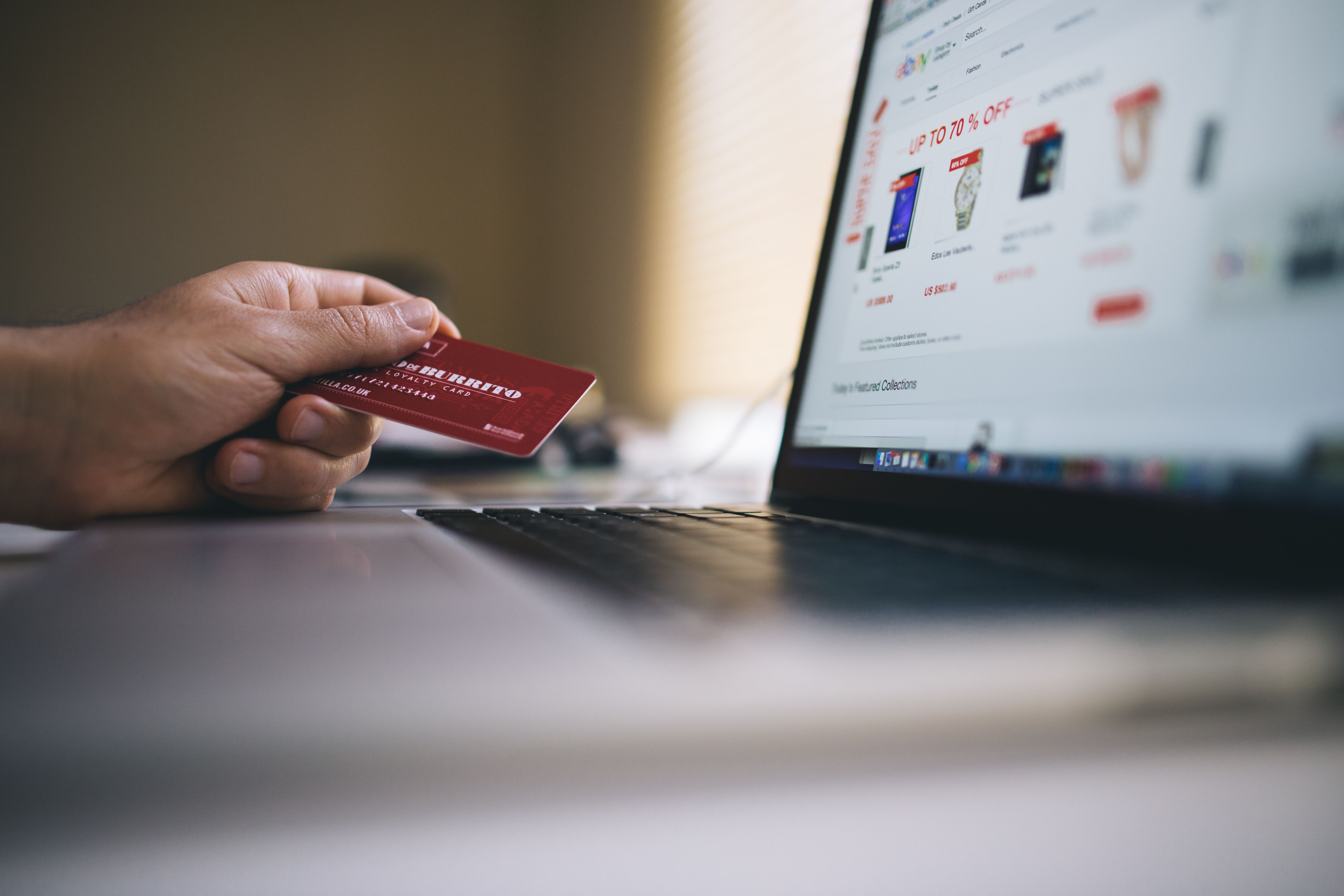 Laptop used for online shopping